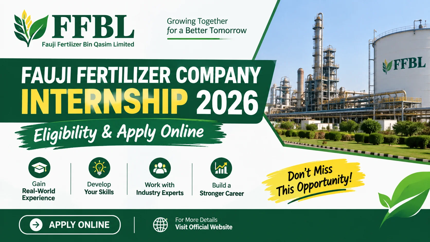 Fauji Fertilizer Company Internship 2026 Eligibility & Apply Online