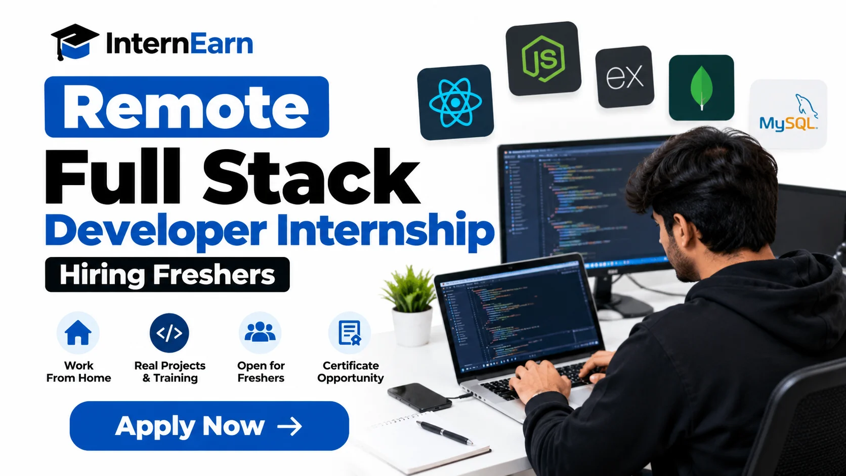 Remote Full Stack Developer Internship 2026 Hiring Freshers